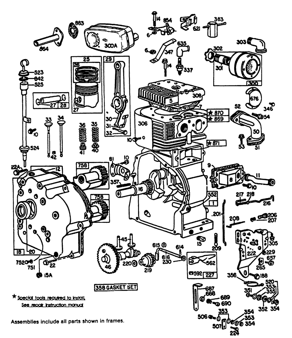 11 Horsepower Engine Model No. 252415-0248-01 Diagram and Parts List for 8799-1-XR  Briggs and Stratton Generator